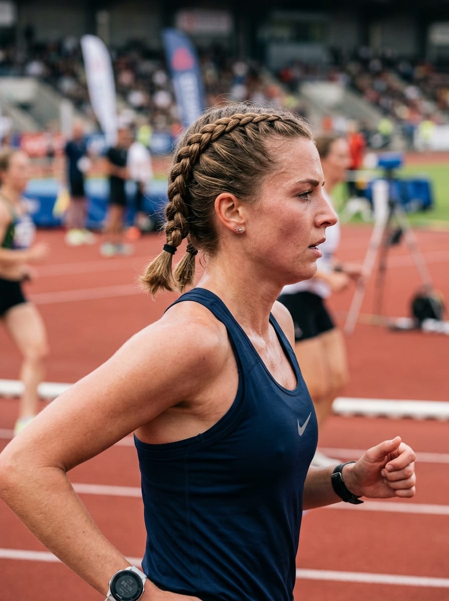 Flechtfrisur für mittellange Haare - Flechtfrisur für Sport
